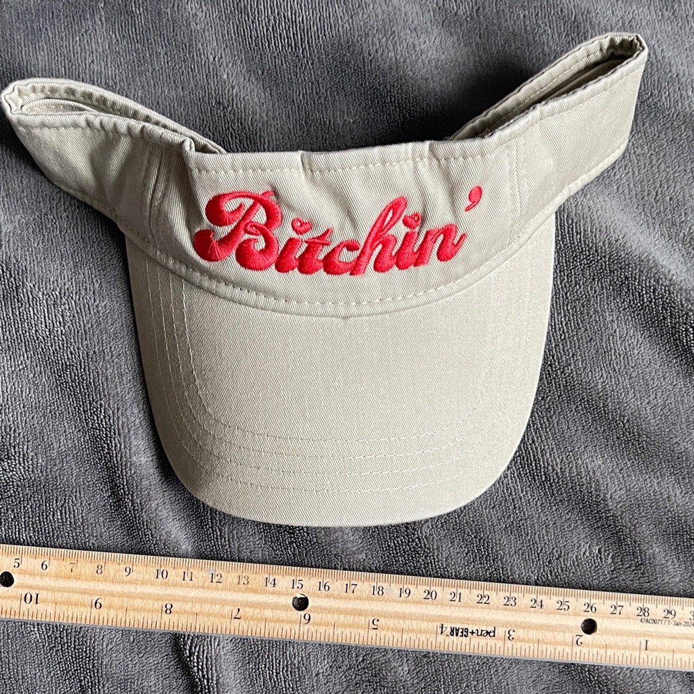 Embroidered 'Bitchin'' Beige Visor Hat